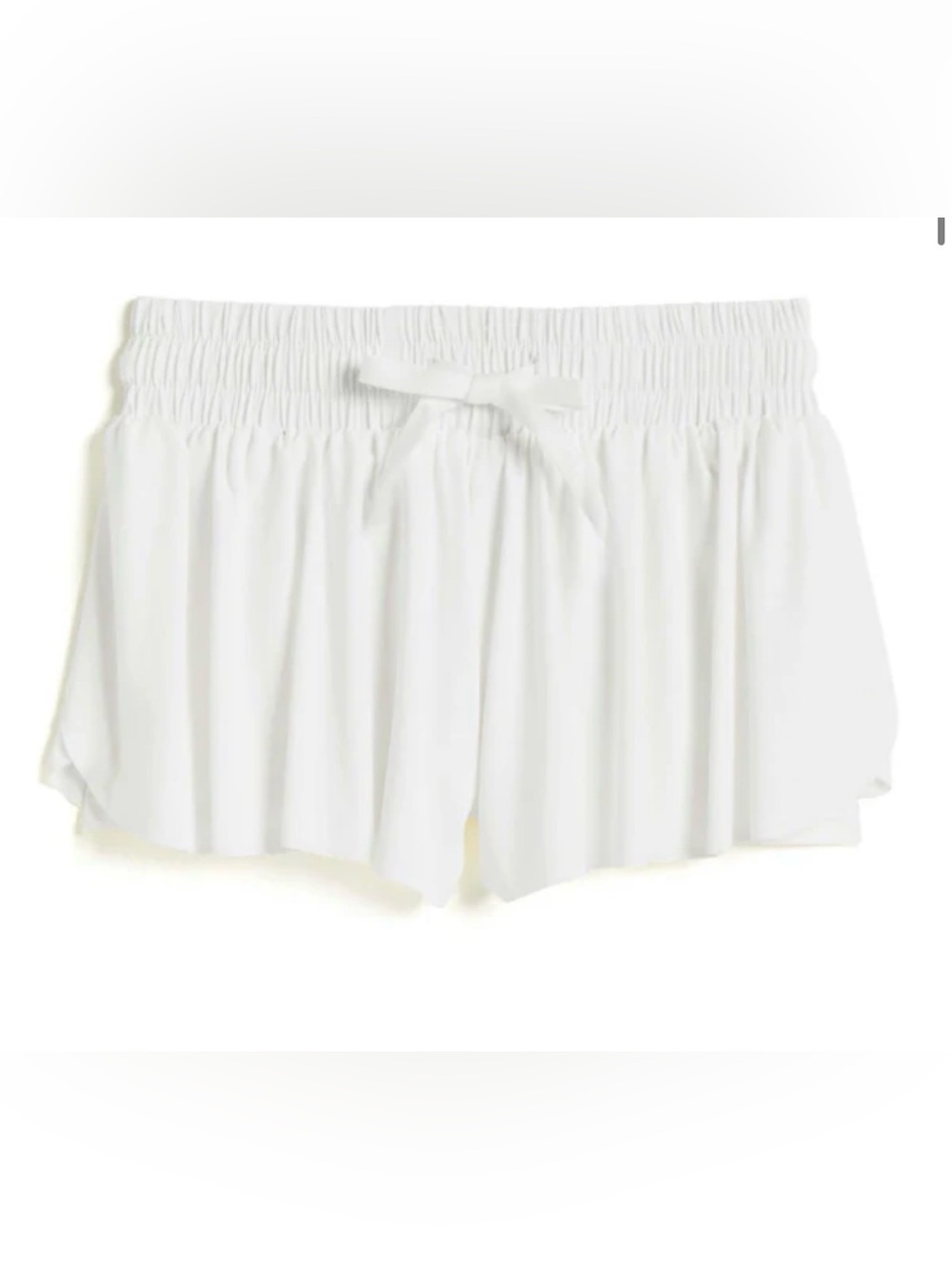 Smocked Waist White Athletic Lounge Shorts with Drawstring